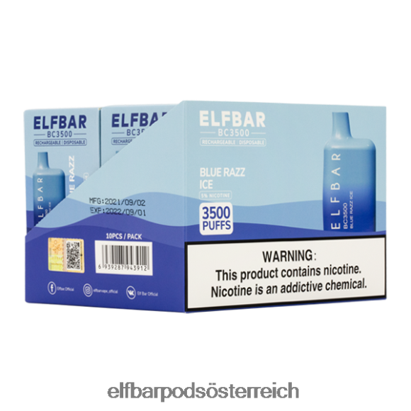 Elf Bar Pods Pink Bar - ELFBAR Blue Razz Ice 3500 für Endverbraucher – einzeln – 50 mg 4FBZB288