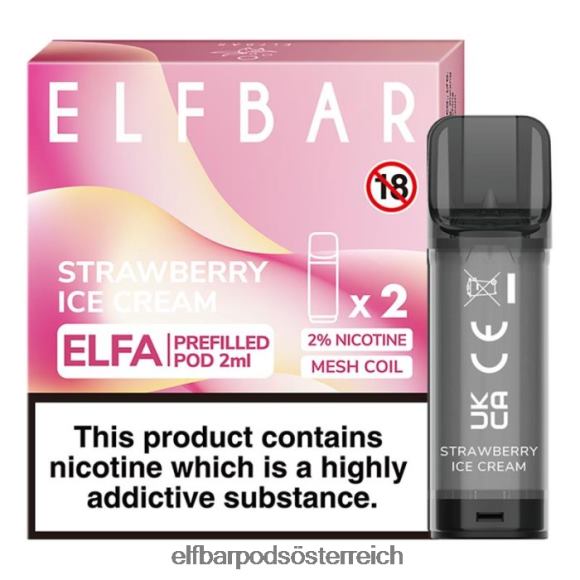 Elf Bar Pods Kaufen - ELFBAR Elfa vorgefüllte Kapsel – 2 ml – 20 mg (2 Packungen) 4FBZB115 Erdbeereis