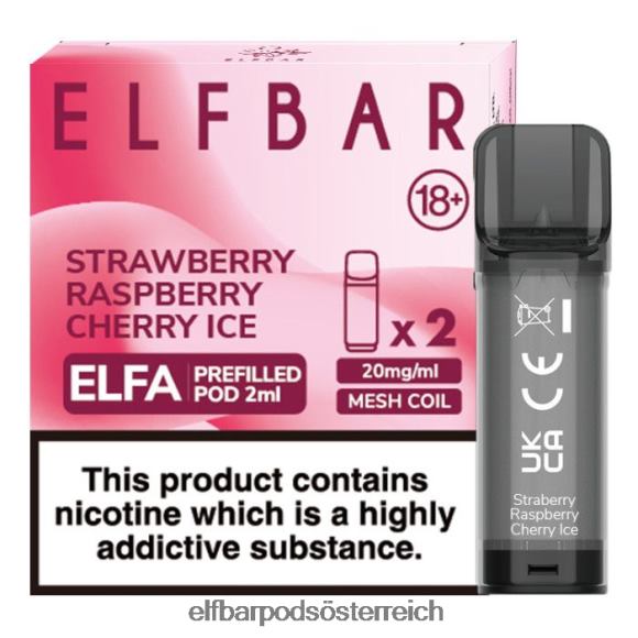 Elf Bar Pods Kaufen - ELFBAR Elfa vorgefüllte Kapsel – 2 ml – 20 mg (2 Packungen) 4FBZB129 Erdbeer-Himbeer-Kirsch-Eis