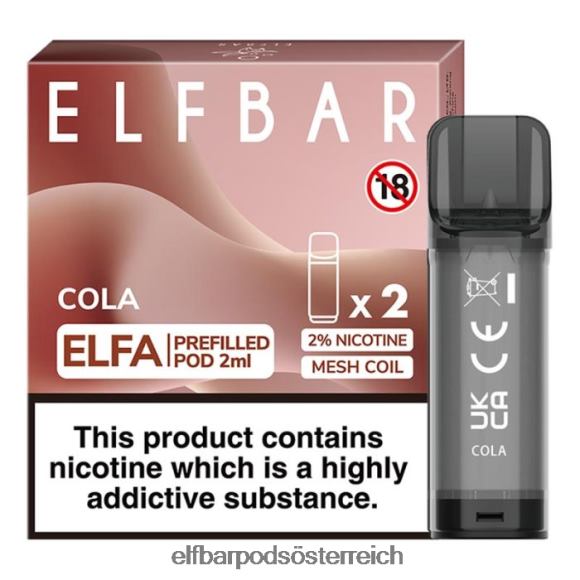 Elf Bar Pods Kaufen Österreich - ELFBAR Elfa vorgefüllte Kapsel – 2 ml – 20 mg (2 Packungen) 4FBZB109 Cola