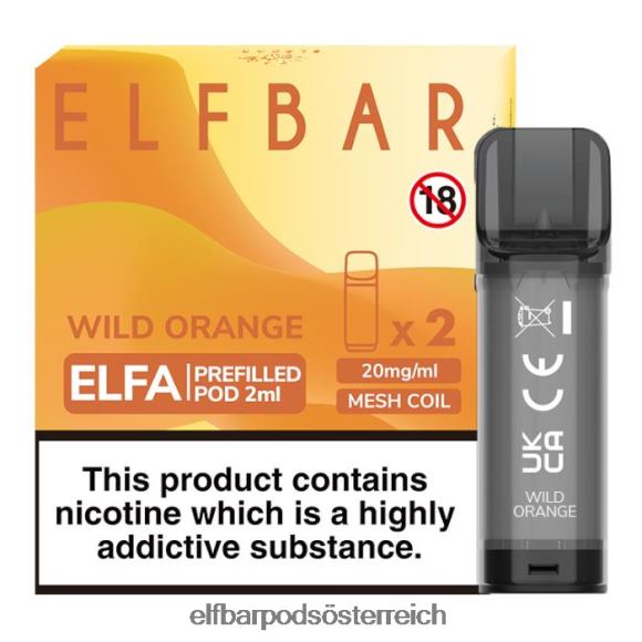 Elf Bar Pods Monkey - ELFBAR Elfa vorgefüllte Kapsel – 2 ml – 20 mg (2 Packungen) 4FBZB133 wilde Orange