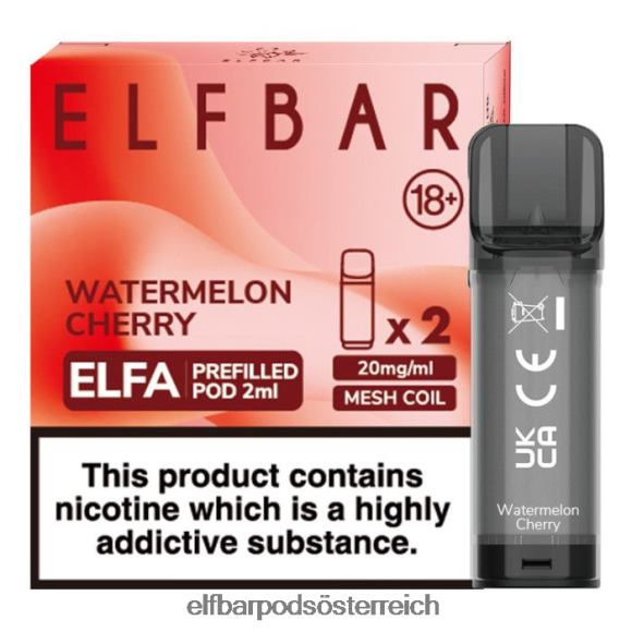 Elf Bar Pods Ohne Nikotin Österreich - ELFBAR Elfa vorgefüllte Kapsel – 2 ml – 20 mg (2 Packungen) 4FBZB121 Wassermelonenkirsche