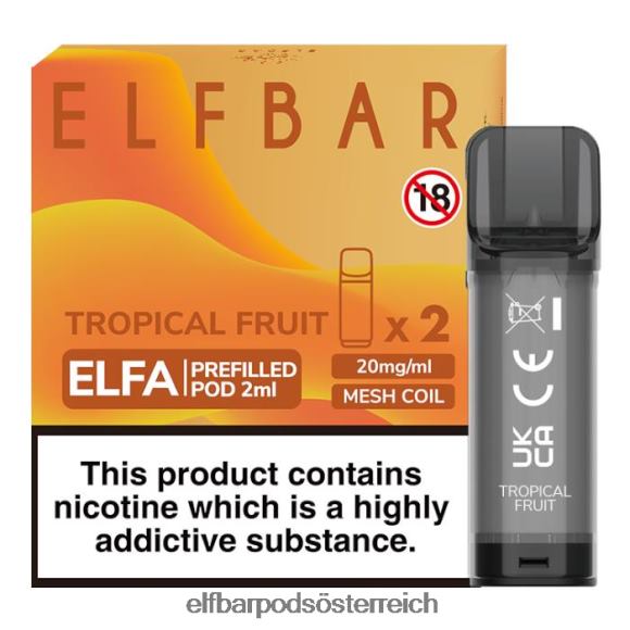 Elf Bar Pods Pink Bar - ELFBAR Elfa vorgefüllte Kapsel – 2 ml – 20 mg (2 Packungen) 4FBZB120 Tropische Frucht