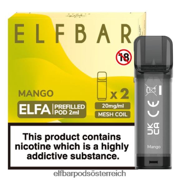 Elfbar Pods Geschmack - ELFBAR Elfa vorgefüllte Kapsel – 2 ml – 20 mg (2 Packungen) 4FBZB118 Mango