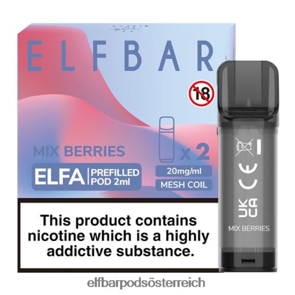 Elfbar Pods Geschmack - ELFBAR Elfa vorgefüllte Kapsel – 2 ml – 20 mg (2 Packungen) 4FBZB132 Beeren mischen - zum Schließen ins Bild klicken