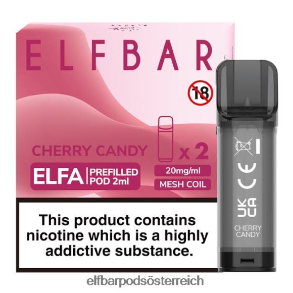 Elfbar Pods Ohne Nikotin - ELFBAR Elfa vorgefüllte Kapsel – 2 ml – 20 mg (2 Packungen) 4FBZB131 Kirschbonbons